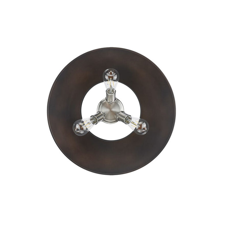 Golden Orwell 3-Light Flush Mount, Pewter/Rubbed Bronze