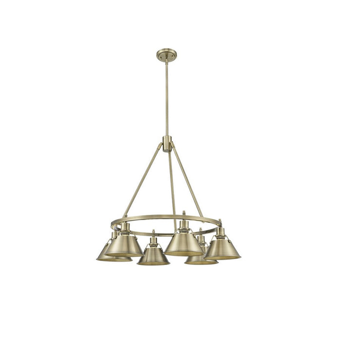 Golden Lighting Orwell 6-Light Chandelier, Aged Brass/Aged Brass
