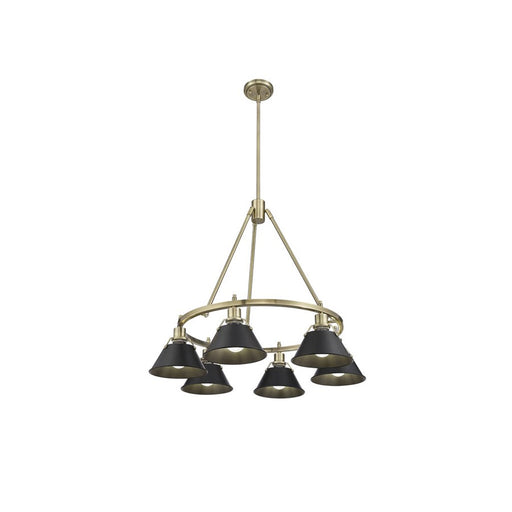 Golden Lighting Orwell 6-Light Chandelier, Aged Brass/Matte Black - 3306-6AB-BLK