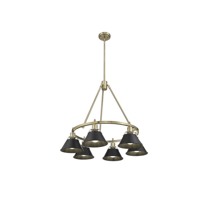 Golden Lighting Orwell 6-Light Chandelier, Aged Brass/Matte Black - 3306-6AB-BLK