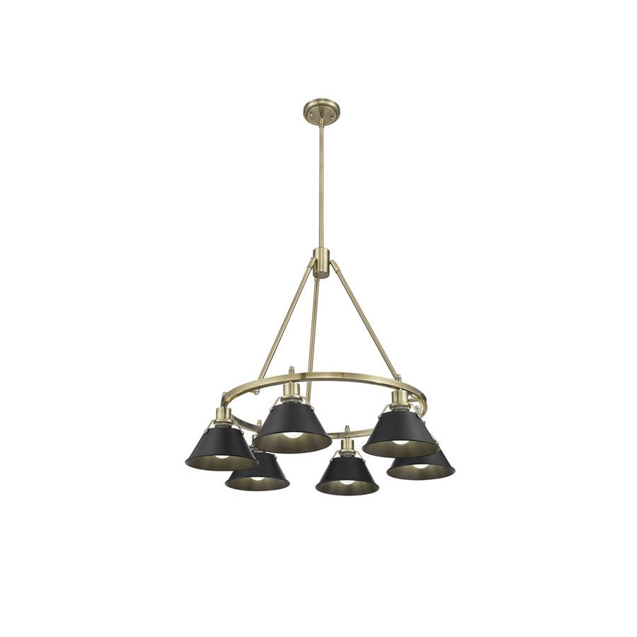 Golden Lighting Orwell 6-Light Chandelier, Aged Brass/Matte Black - 3306-6AB-BLK