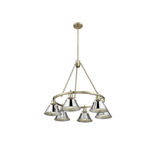 Golden Lighting Orwell 6-Light Chandelier, Aged Brass/Chrome - 3306-6AB-CH