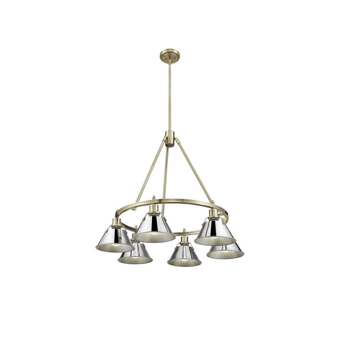 Golden Lighting Orwell 6-Light Chandelier, Aged Brass/Chrome - 3306-6AB-CH