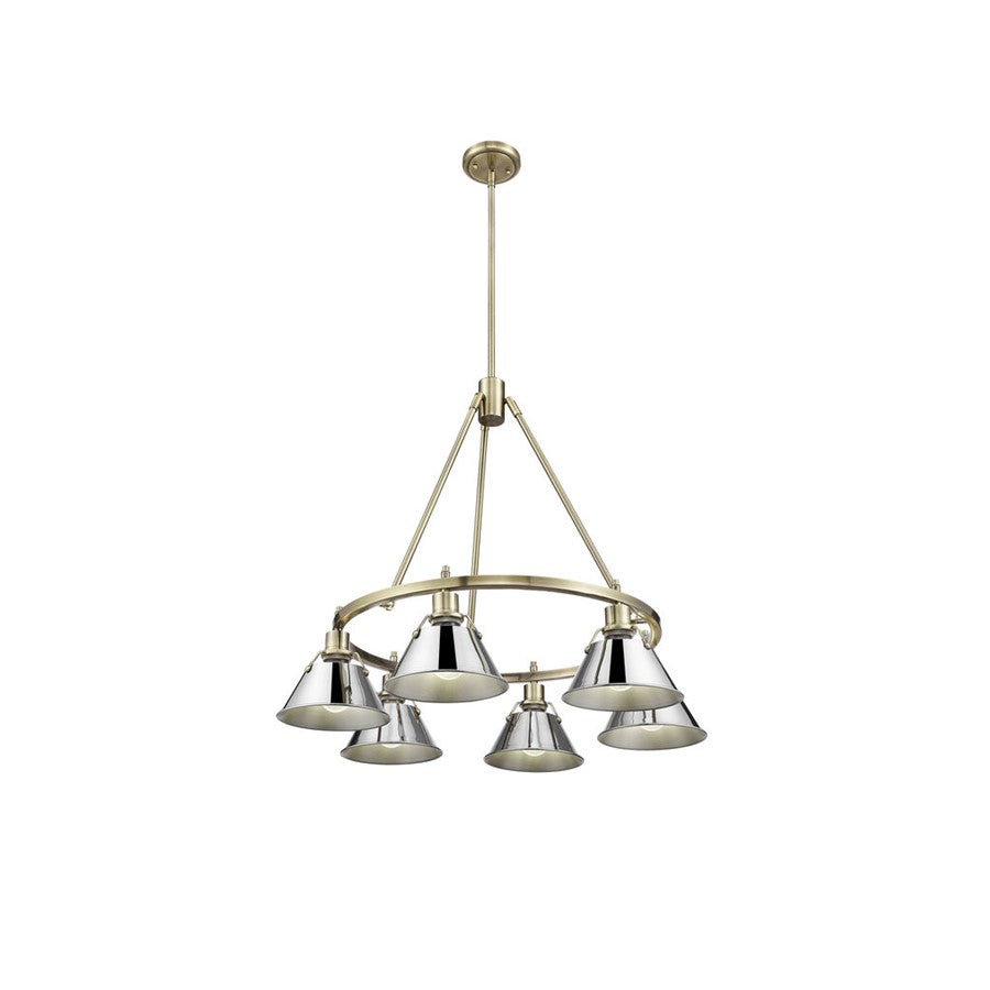 Golden Lighting Orwell 6-Light Chandelier, Aged Brass/Chrome - 3306-6AB-CH