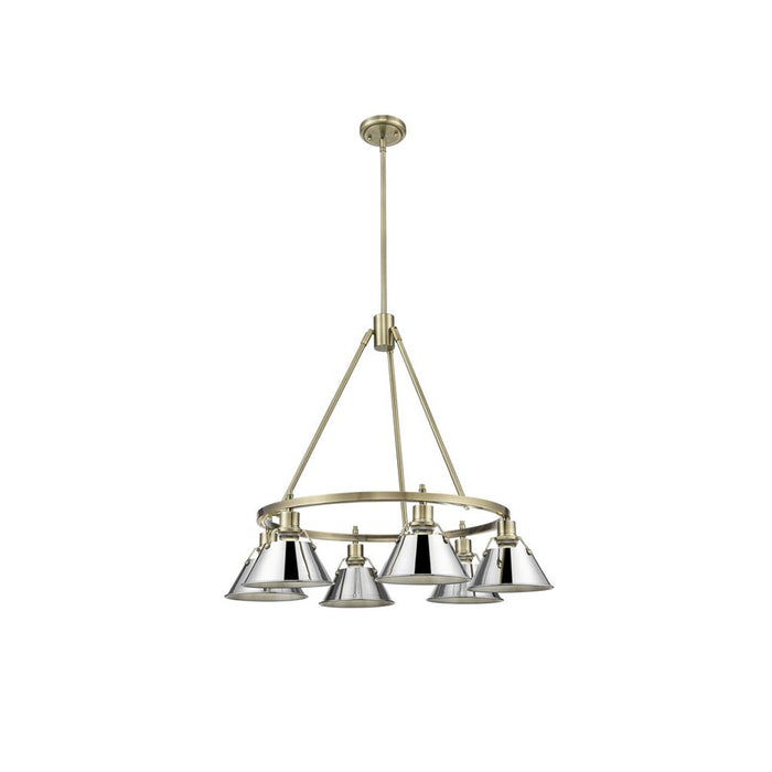 Golden Lighting Orwell 6-Light Chandelier, Aged Brass/Chrome