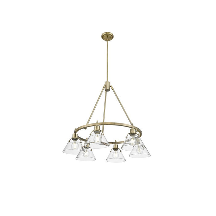 Golden Lighting Orwell 6-Light Chandelier, Aged Brass/Clear Glass - 3306-6AB-CLR