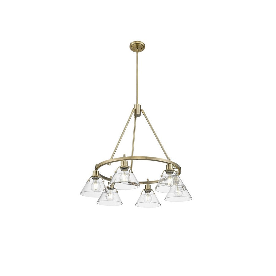 Golden Lighting Orwell 6-Light Chandelier, Aged Brass/Clear Glass - 3306-6AB-CLR