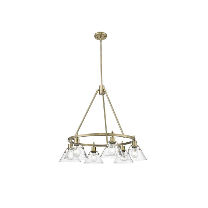 Golden Lighting Orwell 6-Light Chandelier, Aged Brass/Clear Glass