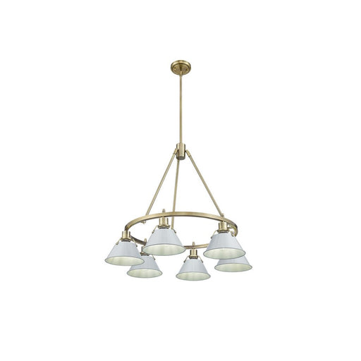 Golden Lighting Orwell 6-Light Chandelier, Aged Brass/Dusky Blue - 3306-6AB-DB