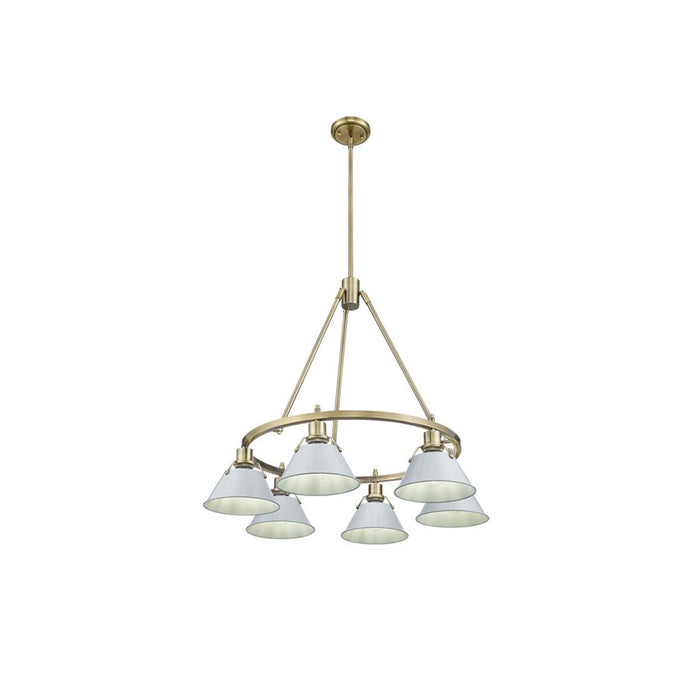Golden Lighting Orwell 6-Light Chandelier, Aged Brass/Dusky Blue - 3306-6AB-DB