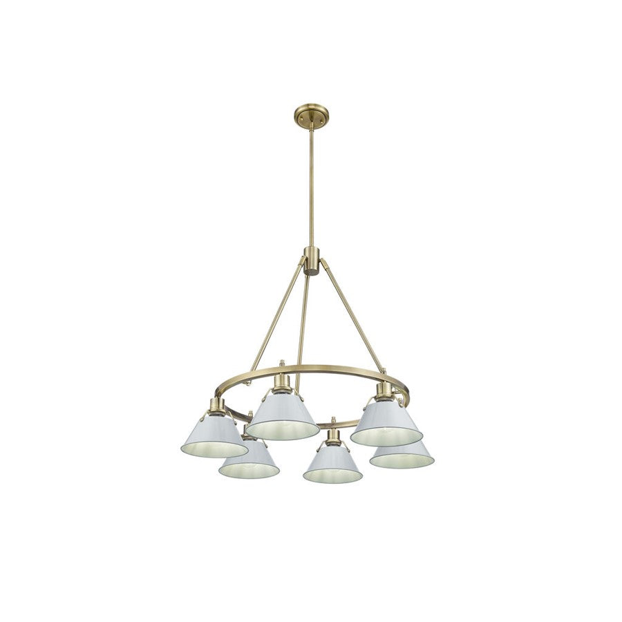 Golden Lighting Orwell 6-Light Chandelier, Aged Brass/Dusky Blue - 3306-6AB-DB