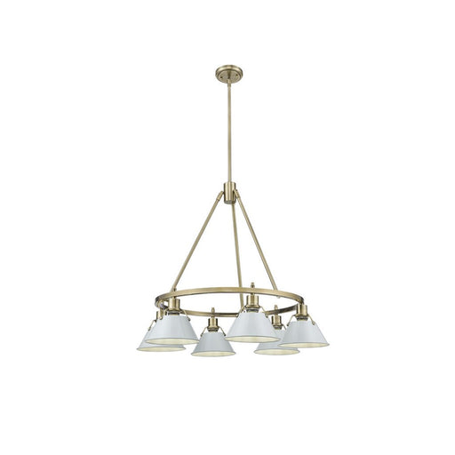 Golden Lighting Orwell 6-Light Chandelier, Aged Brass/Dusky Blue