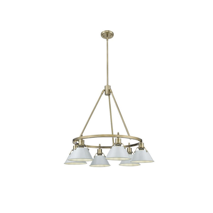 Golden Lighting Orwell 6-Light Chandelier, Aged Brass/Dusky Blue