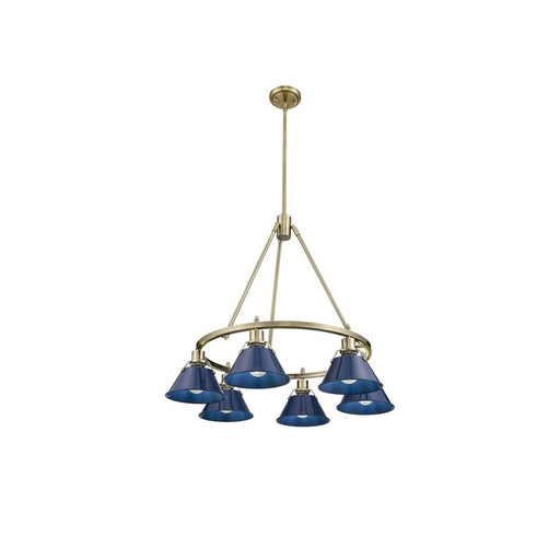 Golden Lighting Orwell 6-Light Chandelier, Aged Brass/Matte Navy - 3306-6AB-NVY