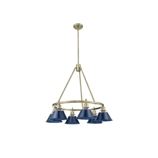 Golden Lighting Orwell 6-Light Chandelier, Aged Brass/Matte Navy