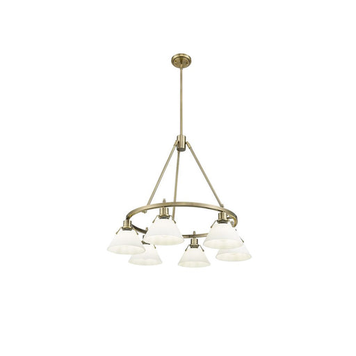 Golden Lighting Orwell 6-Light Chandelier, Aged Brass/Opal Glass - 3306-6AB-OP