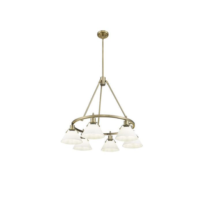 Golden Lighting Orwell 6-Light Chandelier, Aged Brass/Opal Glass - 3306-6AB-OP