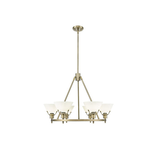 Golden Lighting Orwell 6-Light Chandelier, Aged Brass/Opal Glass