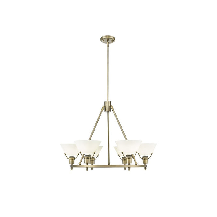 Golden Lighting Orwell 6-Light Chandelier, Aged Brass/Opal Glass