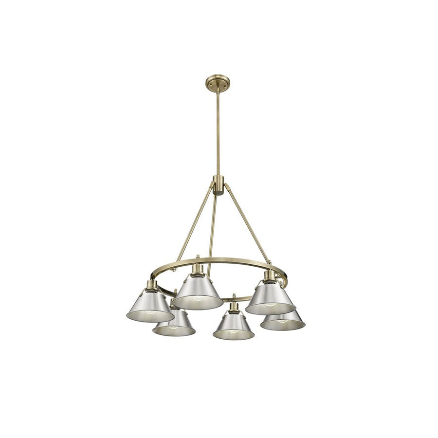 Golden Lighting Orwell 6-Light Chandelier, Aged Brass/Pewter - 3306-6AB-PW