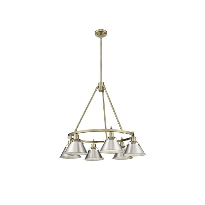Golden Lighting Orwell 6-Light Chandelier, Aged Brass/Pewter
