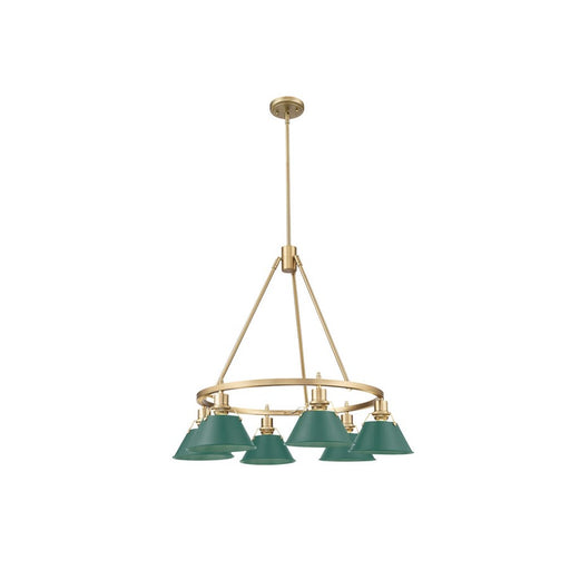 Golden Orwell 6-Light Chandelier, Champagne Bronze/Pine Green - 3306-6BCB-GN