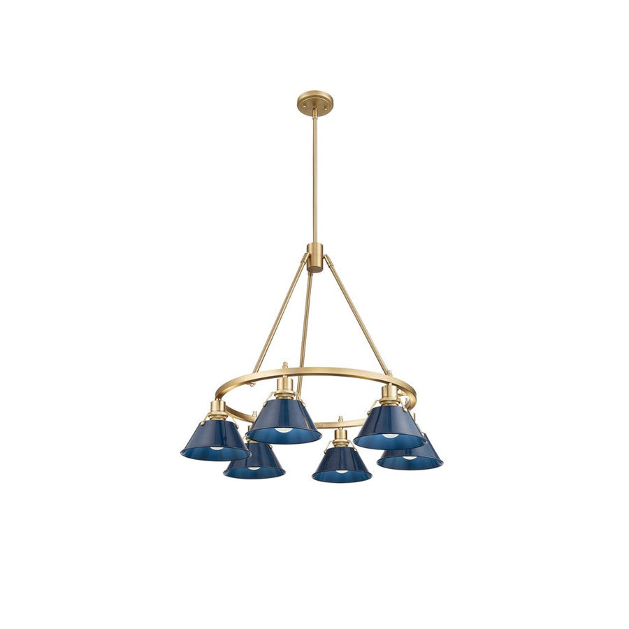 Golden Orwell 6-Light Chandelier, Champagne Bronze/Matte Navy - 3306-6BCB-NVY