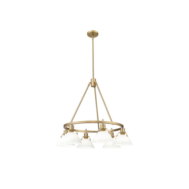 Golden Orwell 6-Light Chandelier, Champagne Bronze/Opal Glass