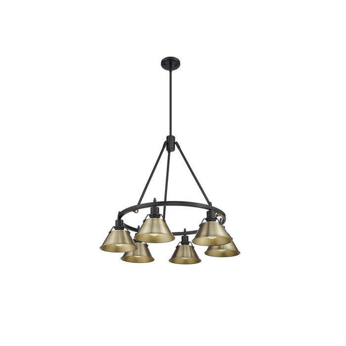Golden Lighting Orwell 6-Light Chandelier, Matte Black/Aged Brass - 3306-6BLK-AB