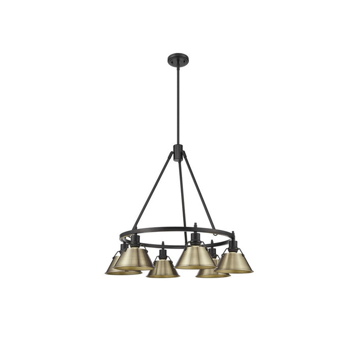 Golden Lighting Orwell 6-Light Chandelier, Matte Black/Aged Brass