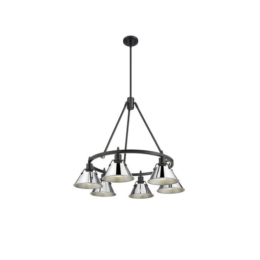 Golden Lighting Orwell 6-Light Chandelier, Matte Black/Chrome - 3306-6BLK-CH