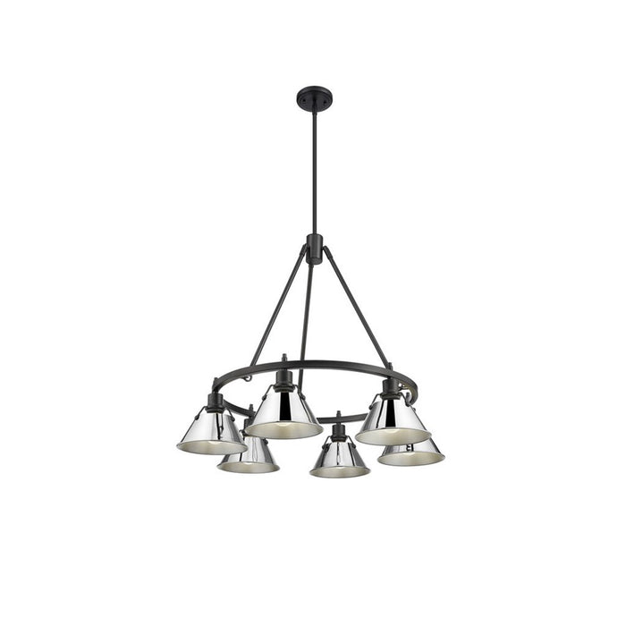 Golden Lighting Orwell 6-Light Chandelier, Matte Black/Chrome - 3306-6BLK-CH