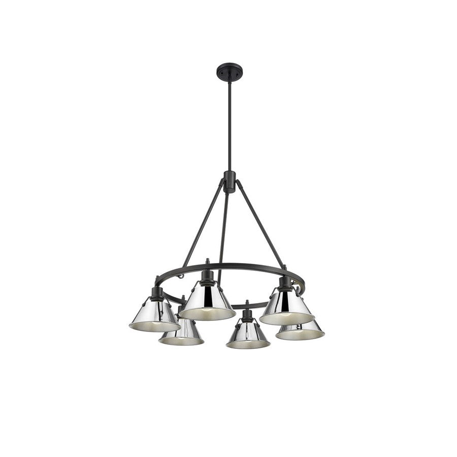 Golden Lighting Orwell 6-Light Chandelier, Matte Black/Chrome - 3306-6BLK-CH