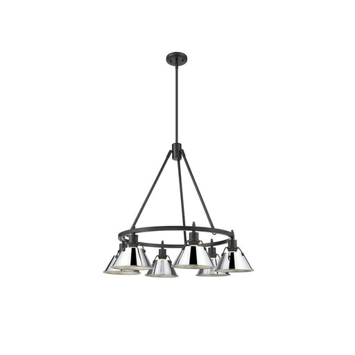 Golden Lighting Orwell 6-Light Chandelier, Matte Black/Chrome