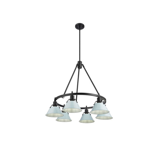 Golden Lighting Orwell 6-Light Chandelier, Matte Black/Dusky Blue - 3306-6BLK-DB