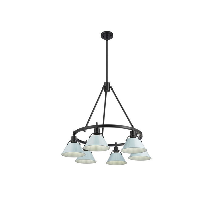 Golden Lighting Orwell 6-Light Chandelier, Matte Black/Dusky Blue - 3306-6BLK-DB