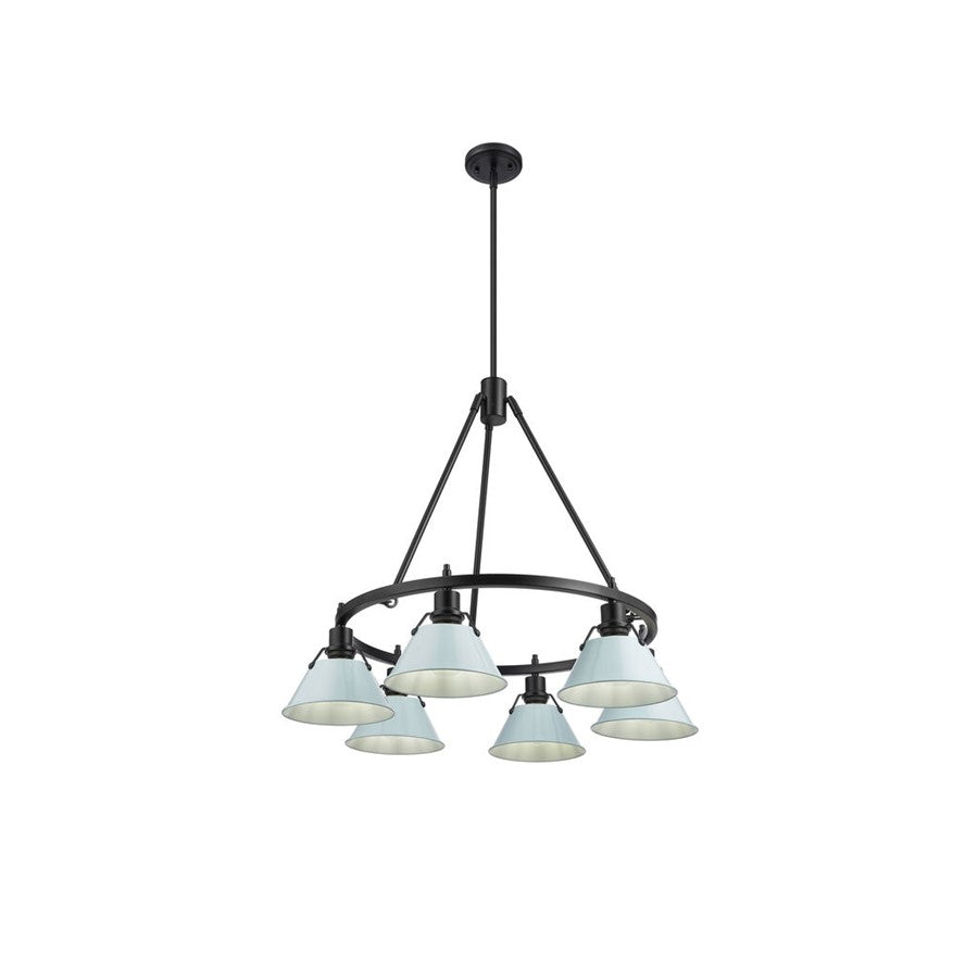 Golden Lighting Orwell 6-Light Chandelier, Matte Black/Dusky Blue - 3306-6BLK-DB