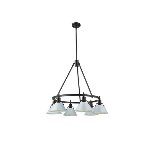 Golden Lighting Orwell 6-Light Chandelier, Matte Black/Dusky Blue