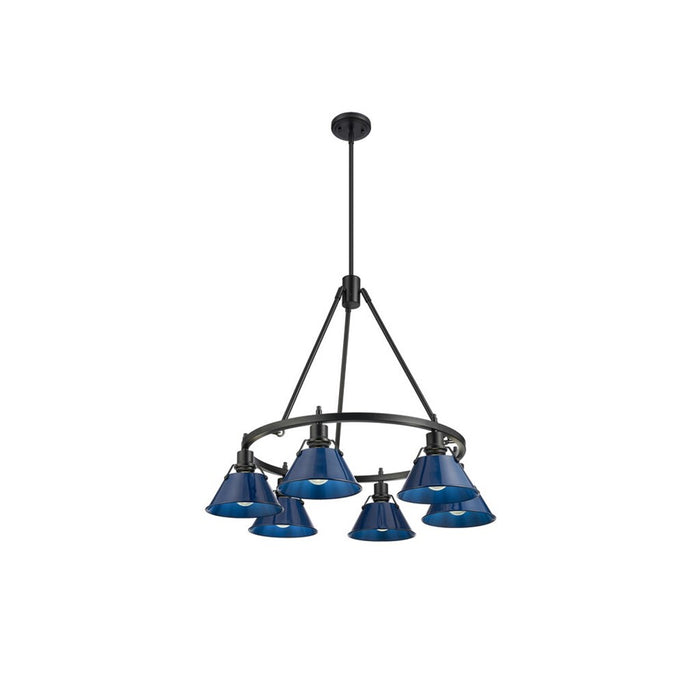 Golden Orwell 6-Light Chandelier, Matte Black/Matte Navy - 3306-6BLK-NVY
