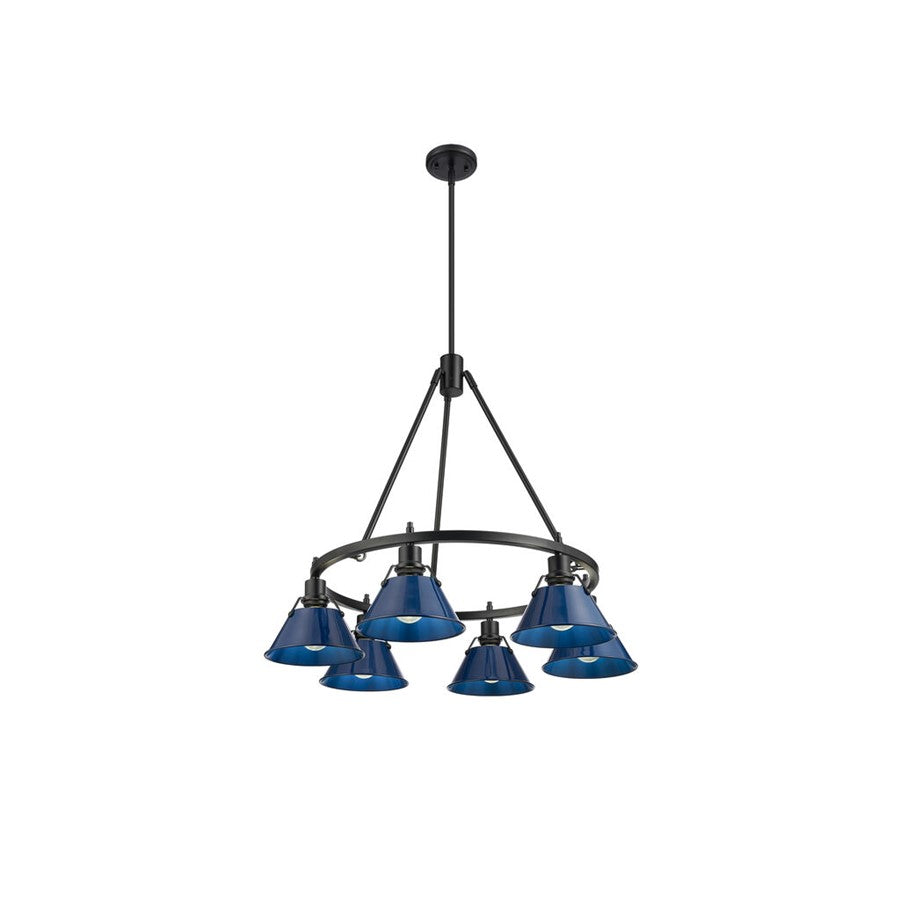 Golden Orwell 6-Light Chandelier, Matte Black/Matte Navy - 3306-6BLK-NVY