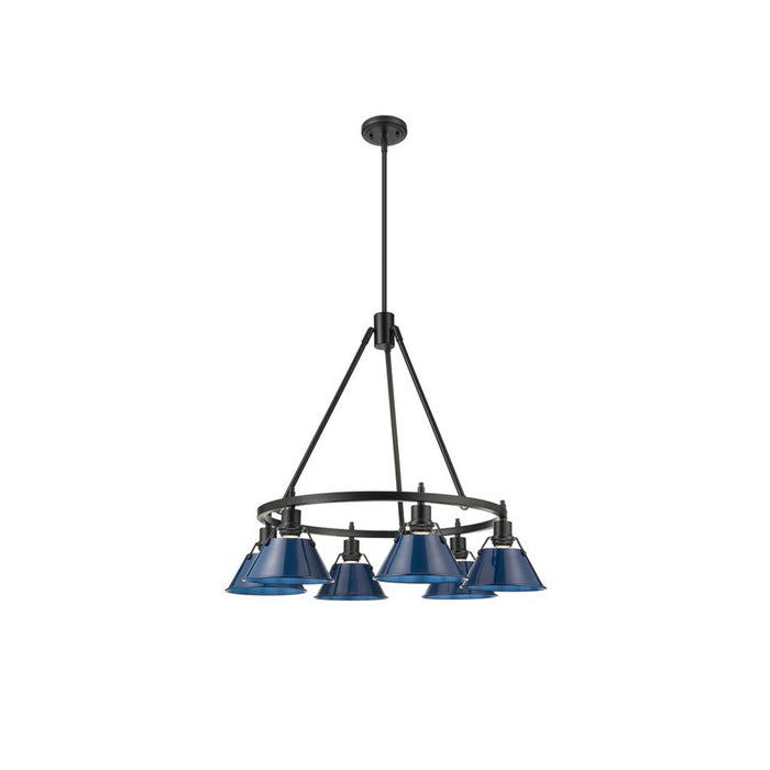 Golden Orwell 6-Light Chandelier, Matte Black/Matte Navy