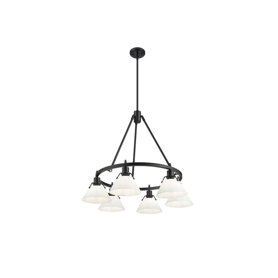 Golden Lighting Orwell 6-Light Chandelier, Matte Black/Opal Glass - 3306-6BLK-OP