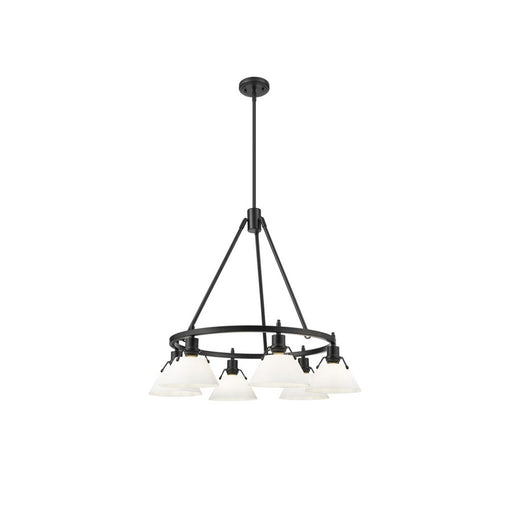 Golden Lighting Orwell 6-Light Chandelier, Matte Black/Opal Glass