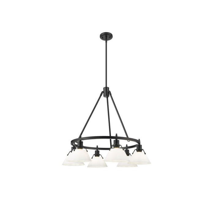 Golden Lighting Orwell 6-Light Chandelier, Matte Black/Opal Glass