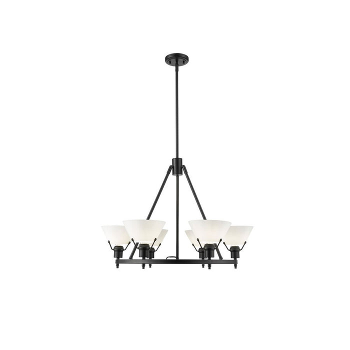 Golden Lighting Orwell 6-Light Chandelier, Matte Black/Opal Glass