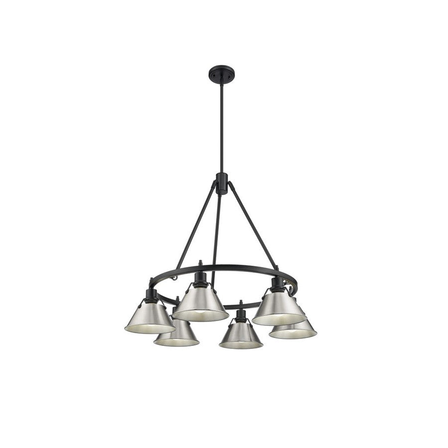 Golden Lighting Orwell 6-Light Chandelier, Matte Black/Pewter - 3306-6BLK-PW