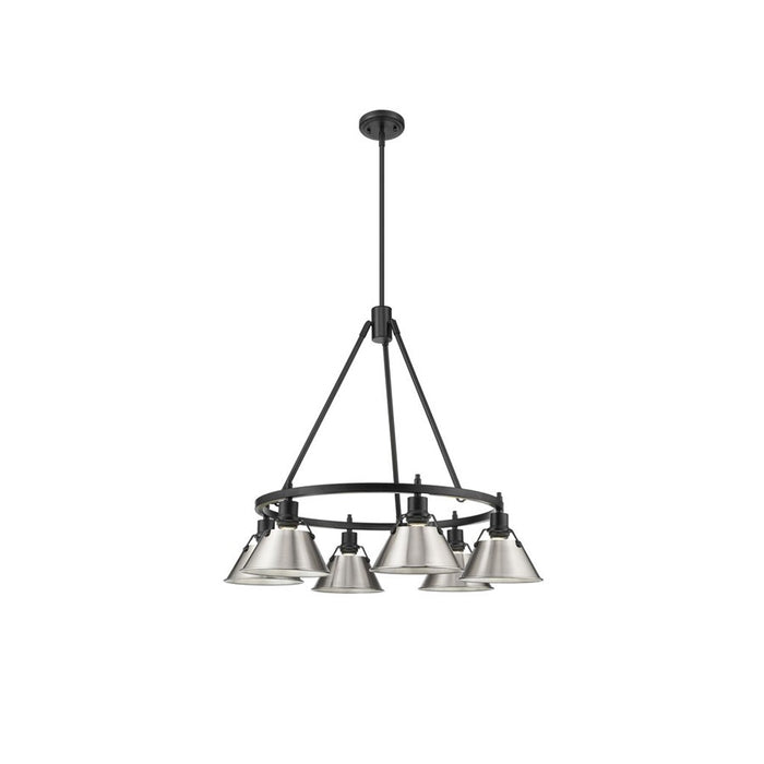 Golden Lighting Orwell 6-Light Chandelier, Matte Black/Pewter
