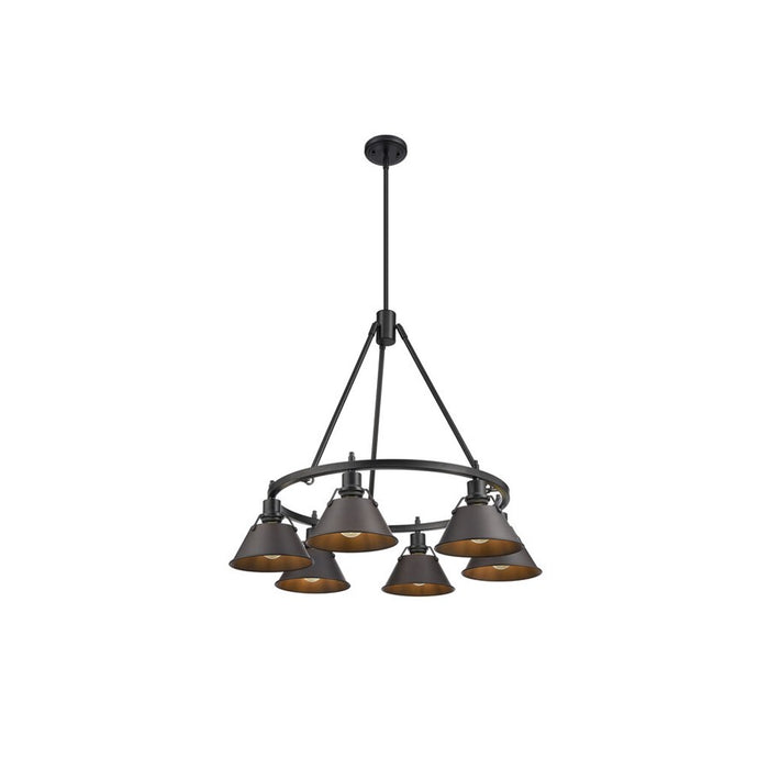 Golden Orwell 6-Light Chandelier, Matte Black/Rubbed Bronze - 3306-6BLK-RBZ