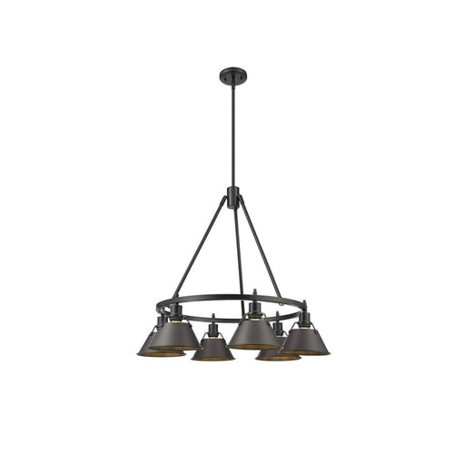 Golden Orwell 6-Light Chandelier, Matte Black/Rubbed Bronze