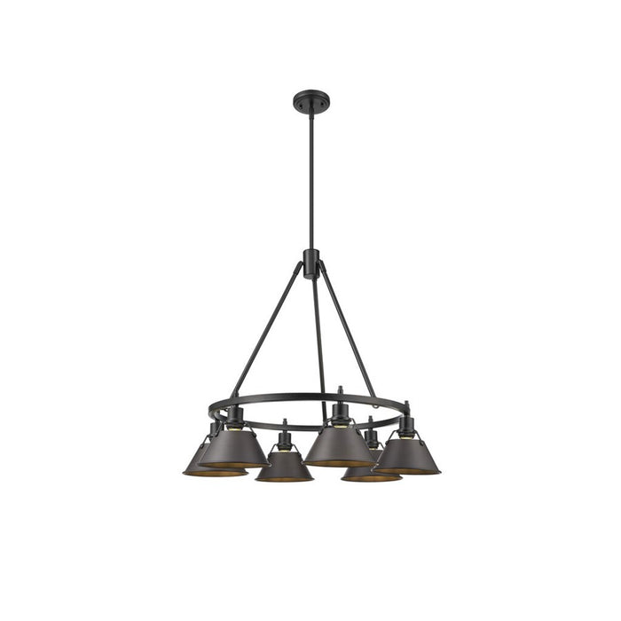 Golden Orwell 6-Light Chandelier, Matte Black/Rubbed Bronze